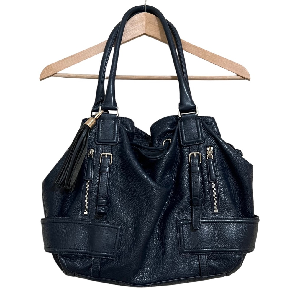 Cole Haan Gramercy Taylor Drawstring Handbag Soft Leather Navy Blue